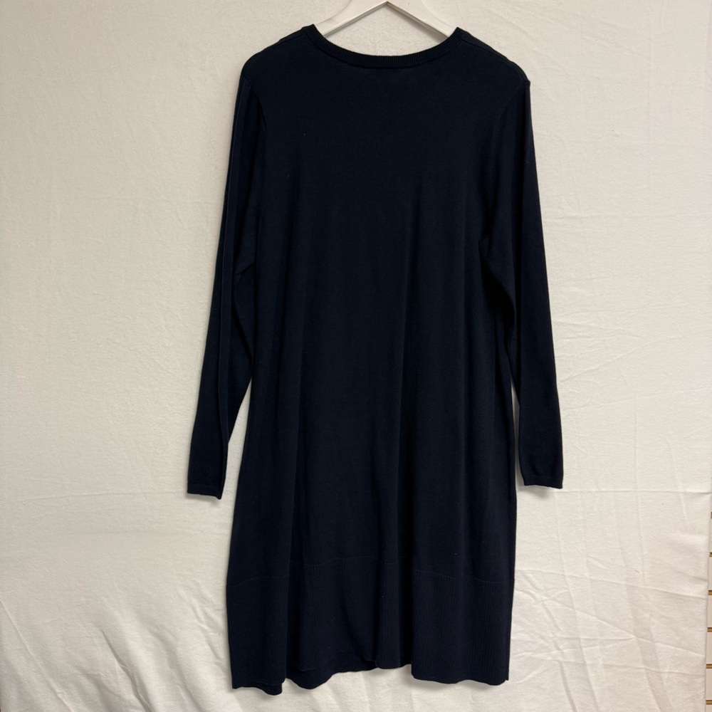 J. Jill Knit Dress NWT Navy Blue Simple ribbed detail at neck, wrist and hem L - Picture 4 of 13